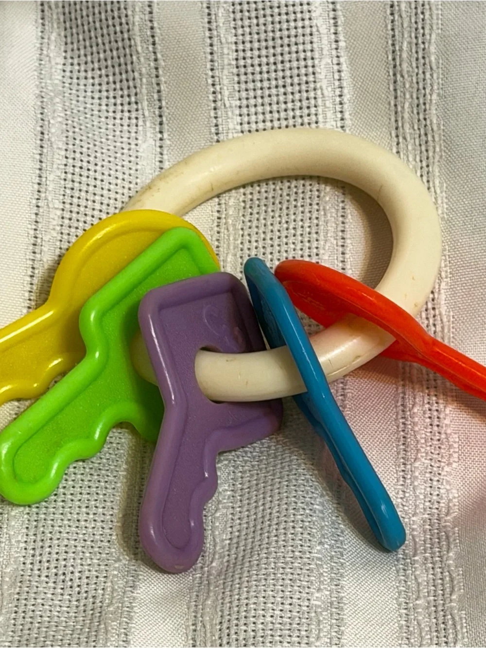 Vintage The First Years Keys Baby Hand Rattle - Five Colors Shapes Numbers